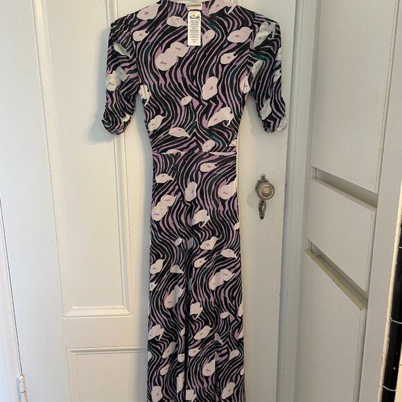 DVF Koren Reversible Mesh Midi Dress XXS Diane von Furstenberg Orchid Print - Picture 5 of 8